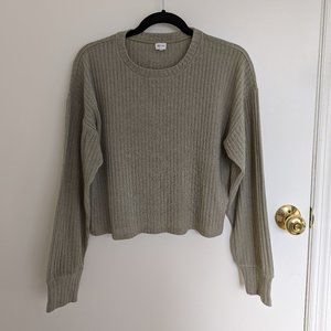 Wilfred sage green crewneck cropped long sleeve top